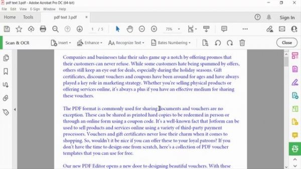 How to recognize text in a Scanned PDF using Adobe Acrobat Pro DC