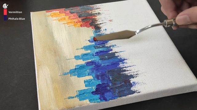 Abstract Cityscape Painting / Acrylic coastal city painting tutorial / Day #309 смотреть онлайн