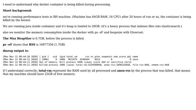 Unix & Linux: Docker container is killed during performance tests смотреть онлайн