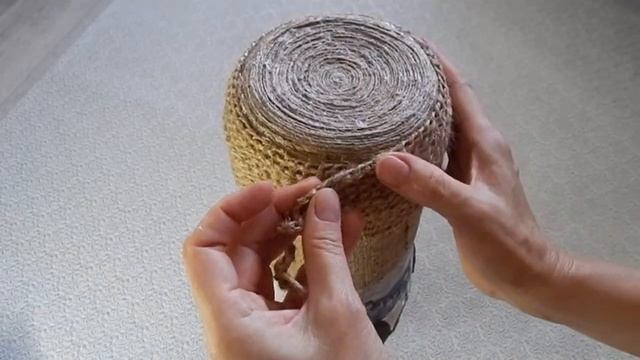 A huge vase made of glass jars and jute/Напольная ваза "АФРИКА".Бюджетный декор:из банок и джута. смотреть онлайн