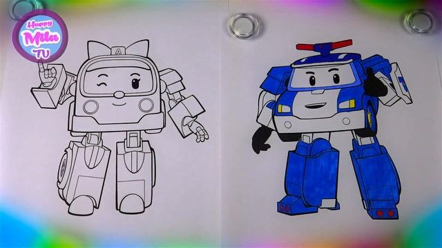 РОБОКАР ПОЛИ рисуем мультик How to paint Robocar Poli смотреть онлайн