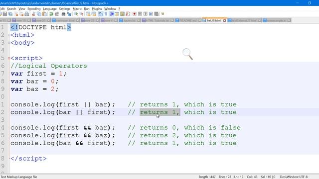 007 JavaScript Logical Operators смотреть онлайн