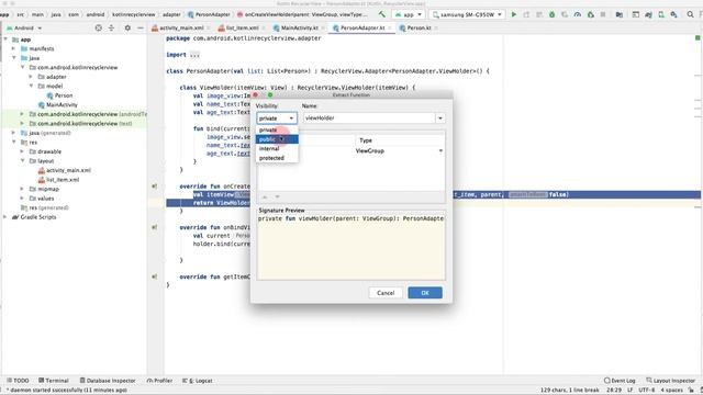 Part2 - Kotlin RecyclerView - Adapter, Encapsulating, Data Binding, Click Listener, Swipe to Delete смотреть онлайн