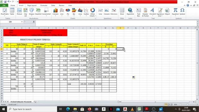 TUTORIAL PEMBUATAN PERHITUNGAN ATAU PENGAPLIKASIAN POLIGON TERBUKA DI MS EXCEL смотреть онлайн