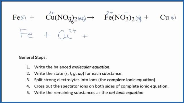 How to Write the Net Ionic Equation for Fe + Cu(NO3)2 = Fe(NO3)2 + Cu смотреть онлайн