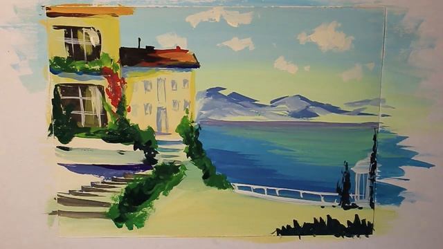 Как нарисовать пейзаж "КОГДА Я УВИЖУ МОРЕ" смотреть онлайн