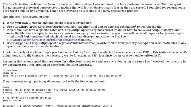 DevOps & SysAdmins: decrypting AES files in an apache module? (3 Solutions!!) смотреть онлайн