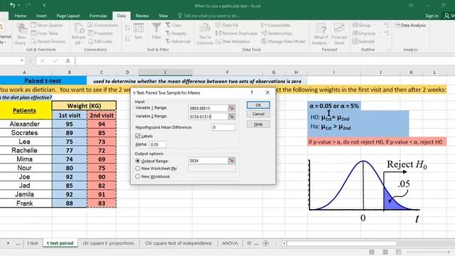 How to perform paired t test in Excel смотреть онлайн