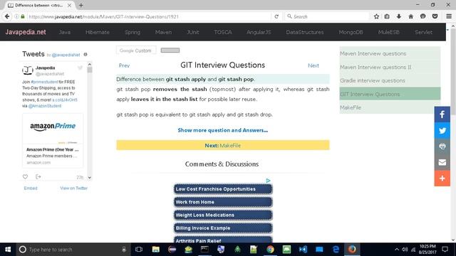 Difference between git stash apply and git stash pop.
| javapedia.net смотреть онлайн