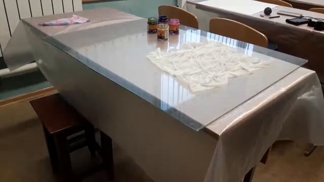 Изготовление образцов и пробников для окрашивания ткани для юбки 1 часть