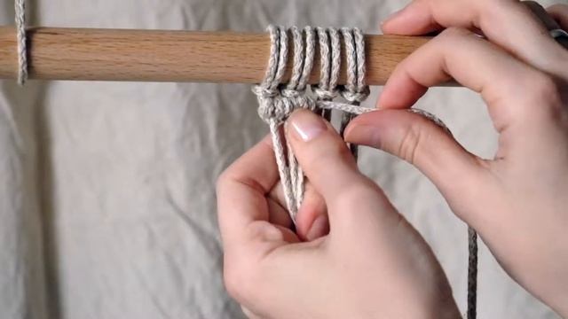 Macrame Tutorial: Double Half Hitch Horizontal Knot / Макраме: Репсовый узел (горизонтальная брида) смотреть онлайн