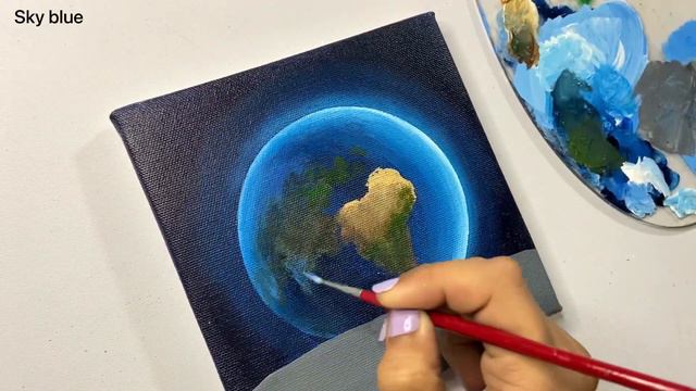 Planet earth painting/ acrylic painting tutorial for beginners/step by step acrylic painting/#77 смотреть онлайн