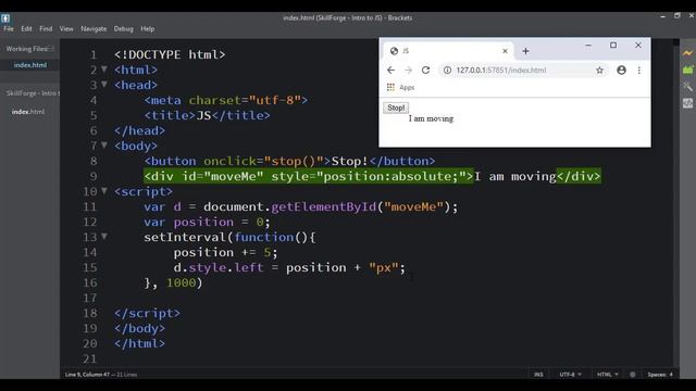 Animate with setInterval() and clearInterval() смотреть онлайн