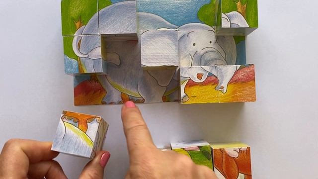 Кубики пазл СЛОН. Собираем из кубиков слона. Для детей ПРОСТО.