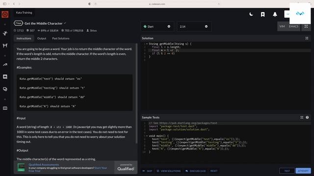 codewars_dart: Get the Middle Character смотреть онлайн
