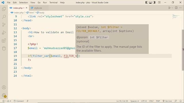 How to Validate an Email Address in PHP | PHP Problem Solving | Learn with Sazzad смотреть онлайн