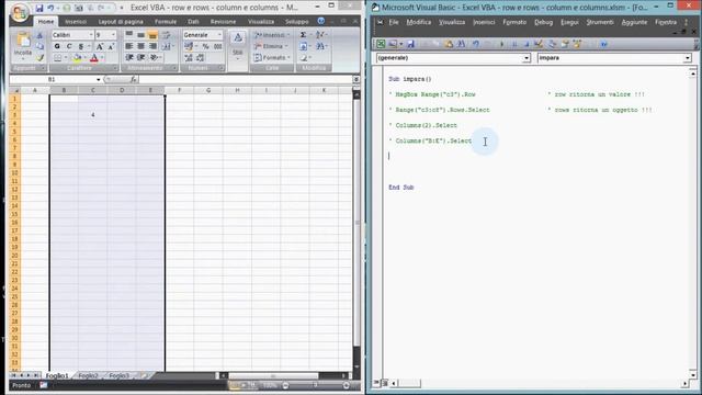 Excel VBA row e rows column e columns смотреть онлайн