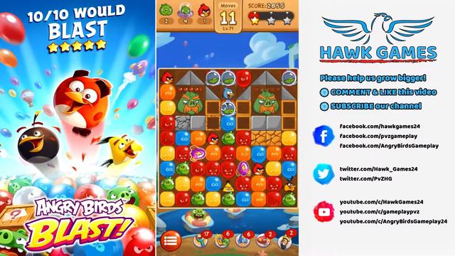 Angry Birds Blast 💥 Level 71 - 3 Stars Walkthrough, No Boosters смотреть онлайн