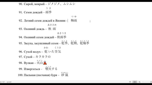Лексика на тему Погода в японском языке смотреть онлайн