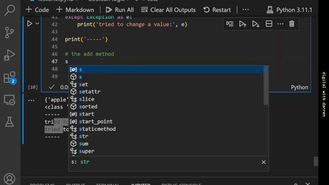 Python sets (basics) смотреть онлайн