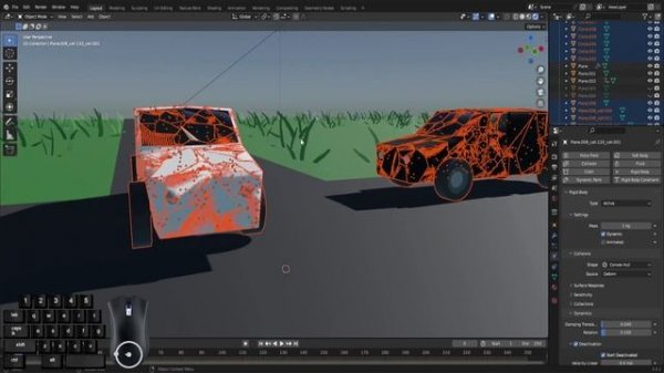 Destructible object (car crash) in Blender 3d + Cell Fracture add-on #blender3dtutorial