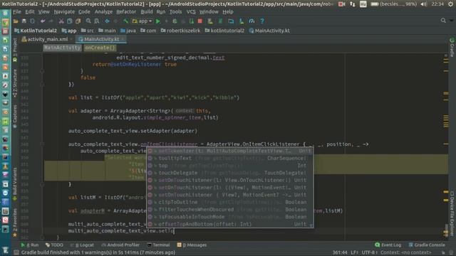 Android Kotlin Usage Tutorial #029 - MultiAutoCompleteTextView смотреть онлайн