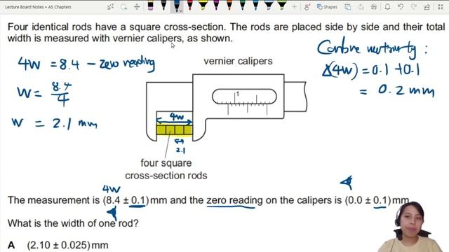ON15 P11 Q5 Vernier Caliper Uncertainty of Rods | Oct/Nov 2015 | Cambridge A Level 9702 Physics смотреть онлайн