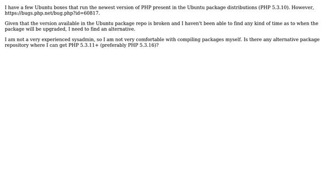 DevOps & SysAdmins: Bug in PHP 5.3.10, how do I upgrade without apt? смотреть онлайн