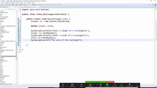 Java, CH 4, Console input length and width, print area, perimeter, and diagonal with Pythagorean смотреть онлайн