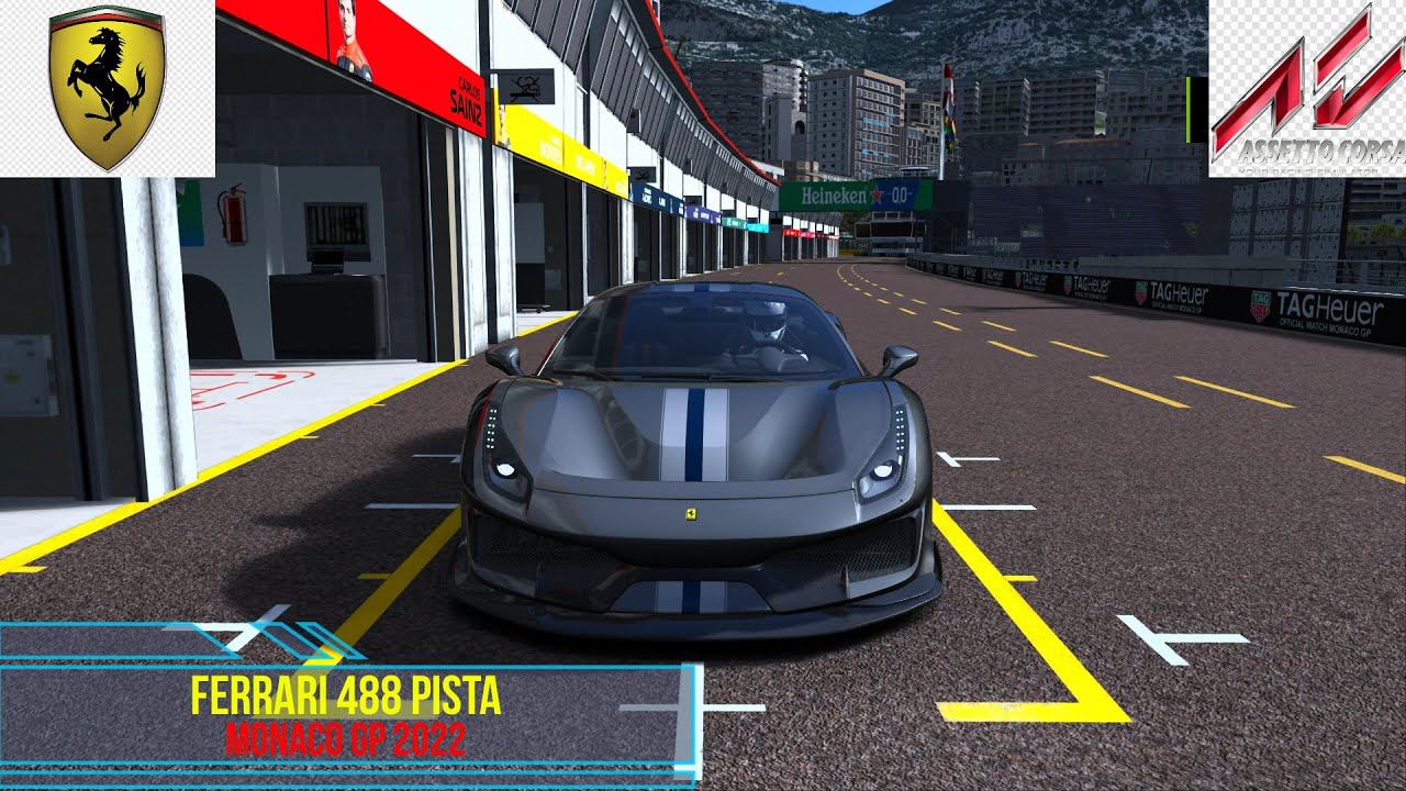 Ferrari 488 Pista S1 - Monaco GP2022 / Assetto Corsa. смотреть онлайн