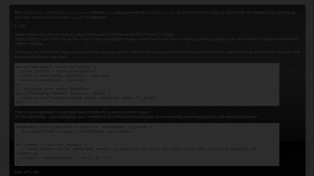 How to create custom events for 'ws' Web-Socket module? смотреть онлайн