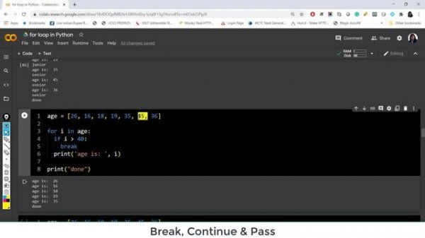 Tutorial_7 For Loop in Python Part2 | Break, Continue & Pass statement | More Control Structure