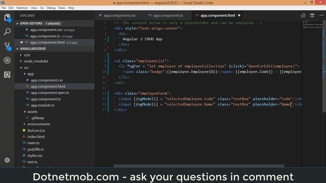 Angular 2 CRUD - Two Way Data binding смотреть онлайн