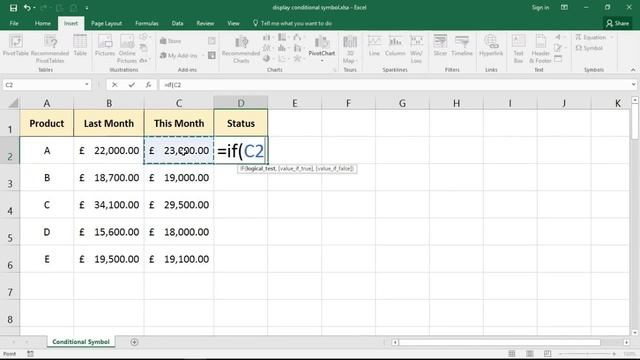Display a Symbol Conditionally using the IF Function смотреть онлайн