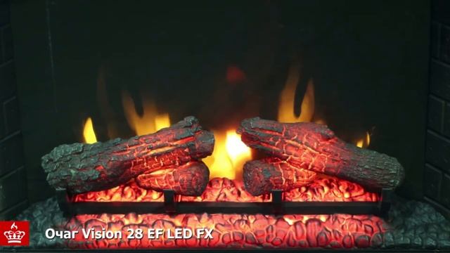 Электрический камин для встраивания Vision 28 EF LED FX - эффект живого пламени смотреть онлайн