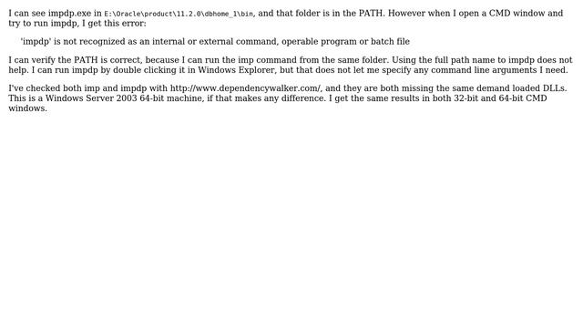 'impdp' is not recognized as an internal or external command, operable program or batch file смотреть онлайн