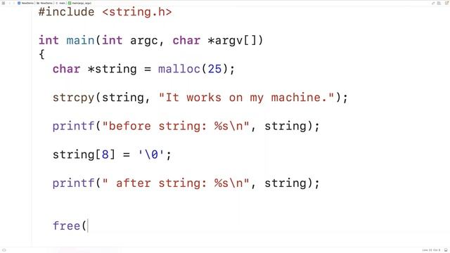 Truncate A Dynamically Allocated String | C Programming Example смотреть онлайн