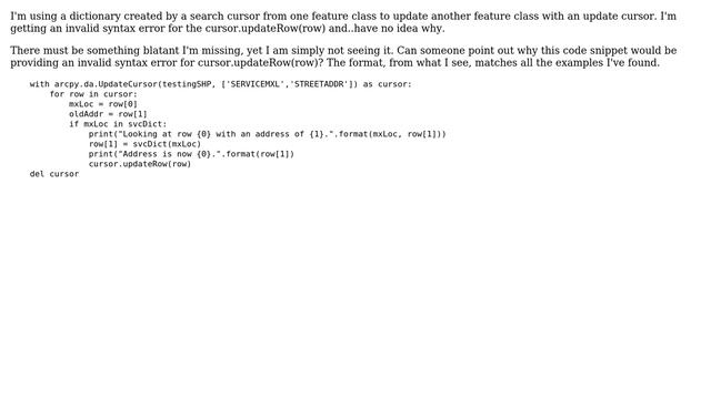 GIS: Invalid Syntax on Update Cursor update смотреть онлайн
