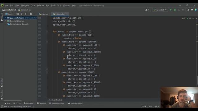 Python Pygame Tutorial - Episode 8! Creating Player Power-Ups and Collectible Speed Boost Objects! смотреть онлайн