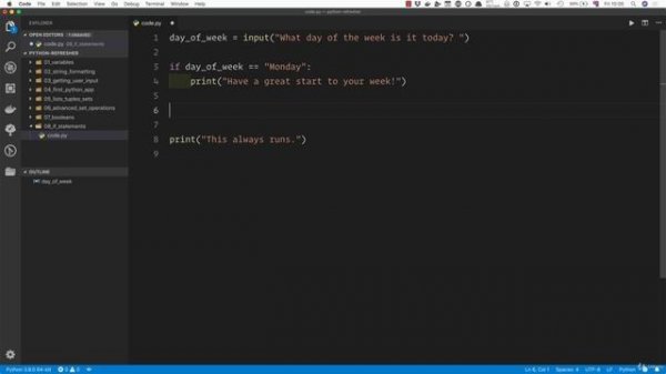02 - A Full Python Refresher - 010 If statements
