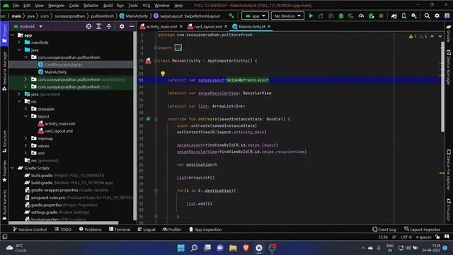 Swipe to refresh like Instagram, YouTube, Facebook || Android Studio Tutorial || Kotlin смотреть онлайн
