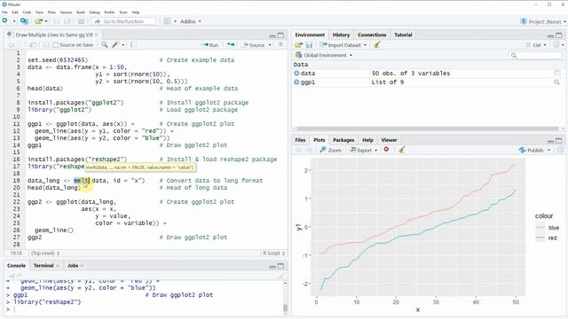 Draw Multiple Variables as Lines to Same ggplot2 Plot in R (2 Examples) | geom_line & reshape2 melt смотреть онлайн