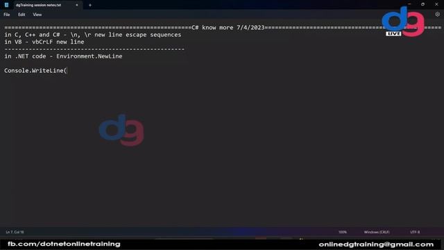 Environment.Newline Property in C# | .NET | .NET Core training | dgTraining смотреть онлайн