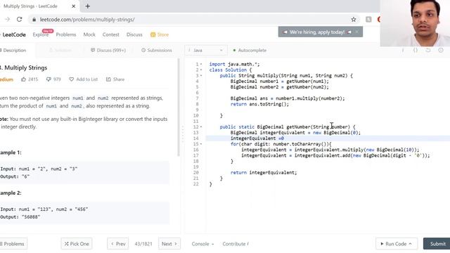 Leetcode Question 43: Multiply Strings смотреть онлайн