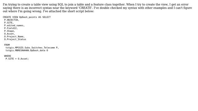 GIS: Creating a table view using SQL? смотреть онлайн