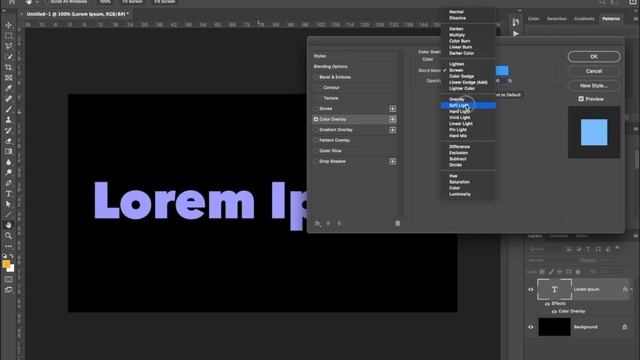Photoshop CC - Layer Effects - Color Overlay смотреть онлайн