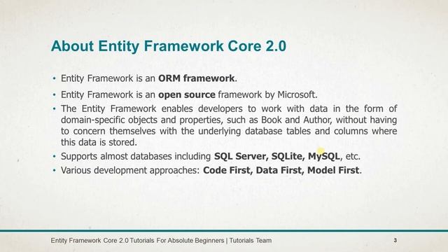 Learn Entity Framework Core 2.0 (EFC2) using ASP.Net Core | Promo Video | Tutorials Team смотреть онлайн