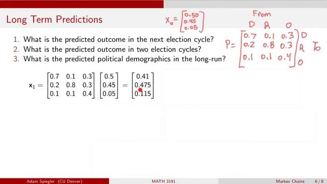 MATH 3191: Making Long Term Predictions with Markov Chains смотреть онлайн