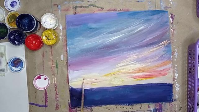 Закатное небо | Как нарисовать пошагово смотреть онлайн