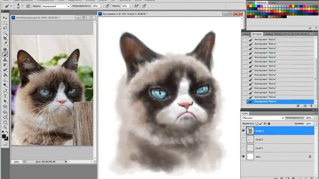Скоростное рисование | Speed painting by ichrispi GRUMPY CAT смотреть онлайн